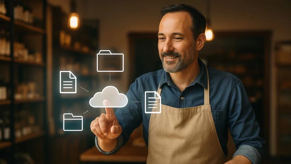 Commerçant utilisant une solution de GED
