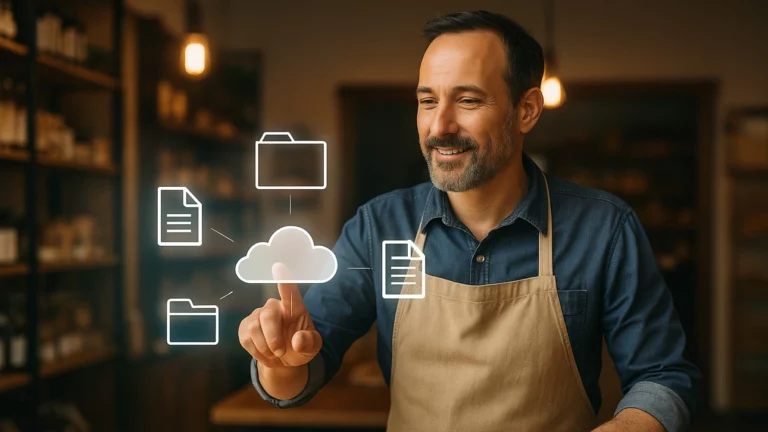 Commerçant utilisant une solution de GED
